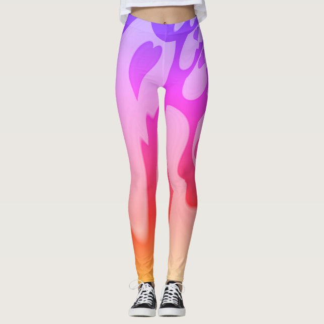 Legging Crie suas próprias calças Básicas de Coração Roxo (Frente)