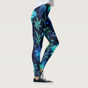 Legging Crie Suas Próprias Flores Silvestres Etéreas Azul-