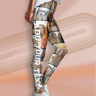 Legging Crie uma Colagem de Fotos Personalizada com 14 Fot