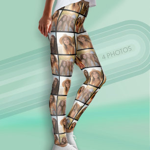 Legging Crie uma Colagem de Fotos Personalizada com 4 Foto