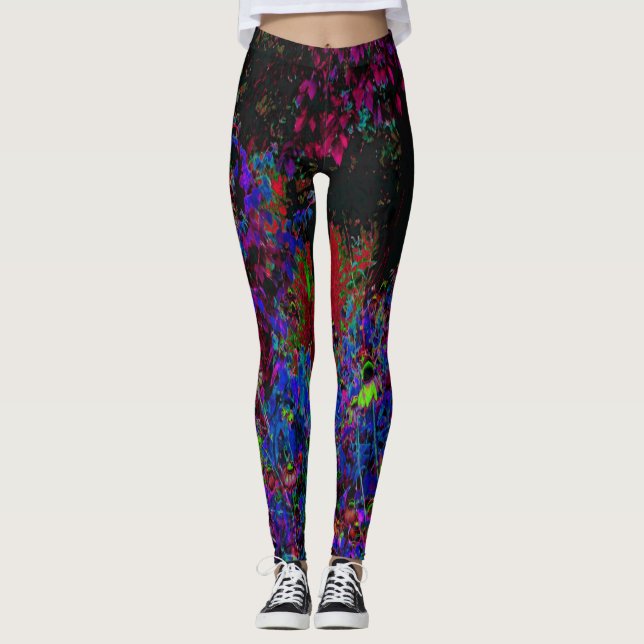 Legging Crimson Red e Black Garden Sunrise Psicodélica (Frente)