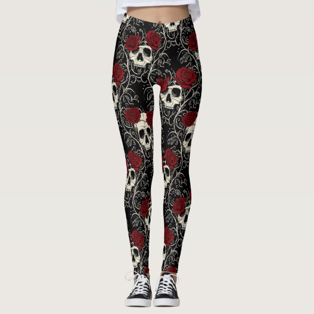 Legging Crimson Skull Bloom (Frente)