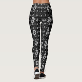 Legging Criptomoeda Negra com Moeda Digital Bitmoeda