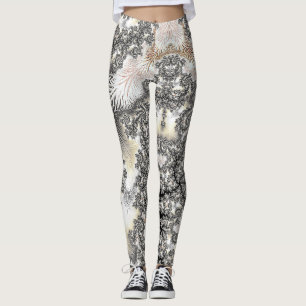 Legging Cristais de gelo de prata gelada Olhem Fractais