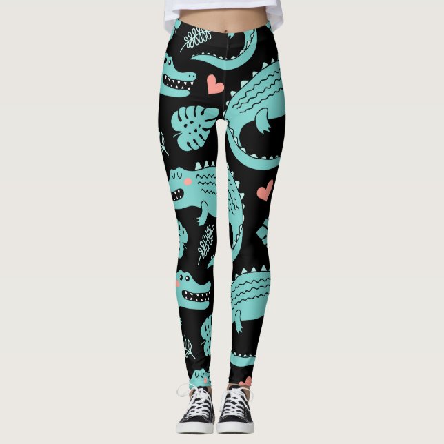 Legging Crocodilos de animação, um padrão perfeito. (Frente)