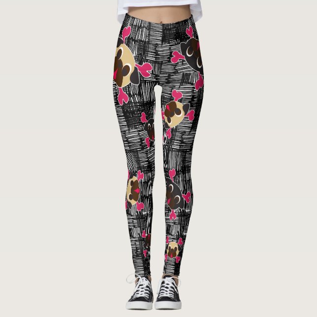 Legging Crossbones do Pug maus ao osso (Frente)