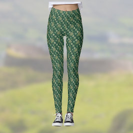 Legging Cruz Celta e Trevo Irlandês Verde com Visual Vinta