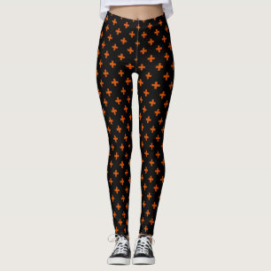 Legging Cruz de polca laranja no preto