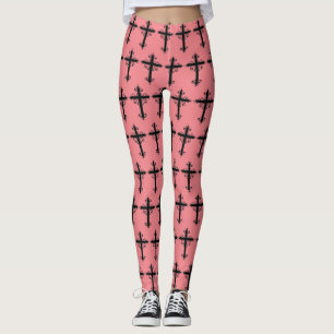 Legging Cruz Religiosa com um ornamento