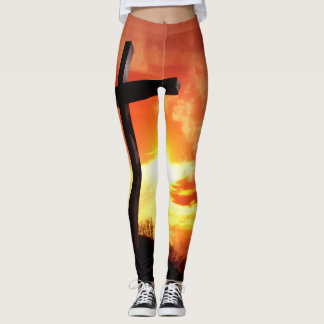 Legging Cruz Religiosa da Páscoa ao Pôr do Sol