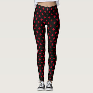 Legging Cruzes vermelhas em preto