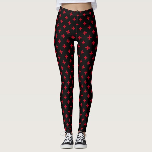 Legging Cruzes vermelhas em preto (Frente)