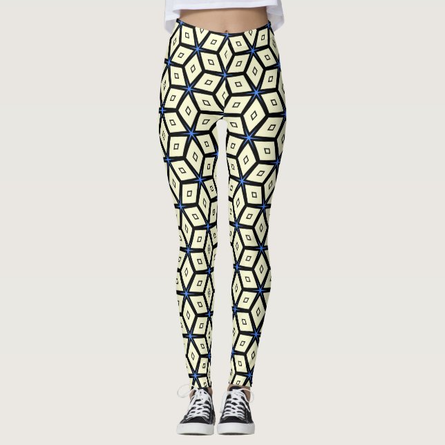 Legging Cubos de marfim em um fundo azul (Frente)