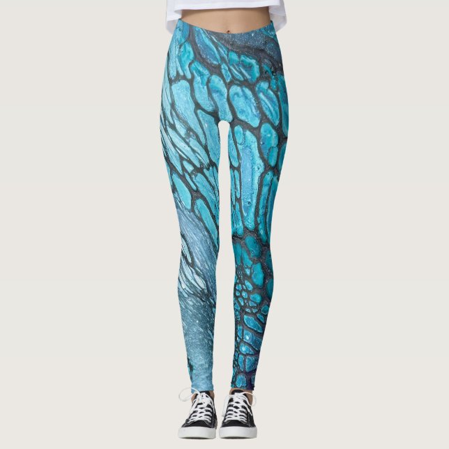 Legging Cuecas com escamas de dragão turquesa (Frente)