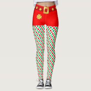 Legging Cuecas pontilhadas de elfo de Natal fofo