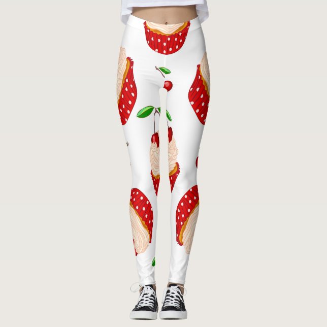 Legging Cupcake Com Padrão de Cerejas (Frente)