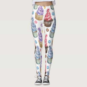 Legging cupcakes de aquarela coloridos