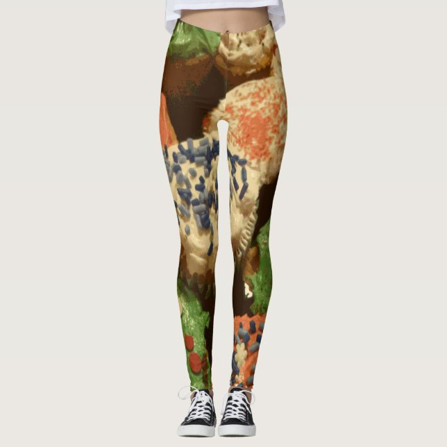 Legging Cupcakes de Natal com Sprinkles (Frente)