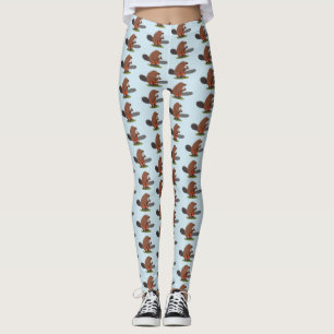 Legging Curioso castor com humor de desenho animado de mot