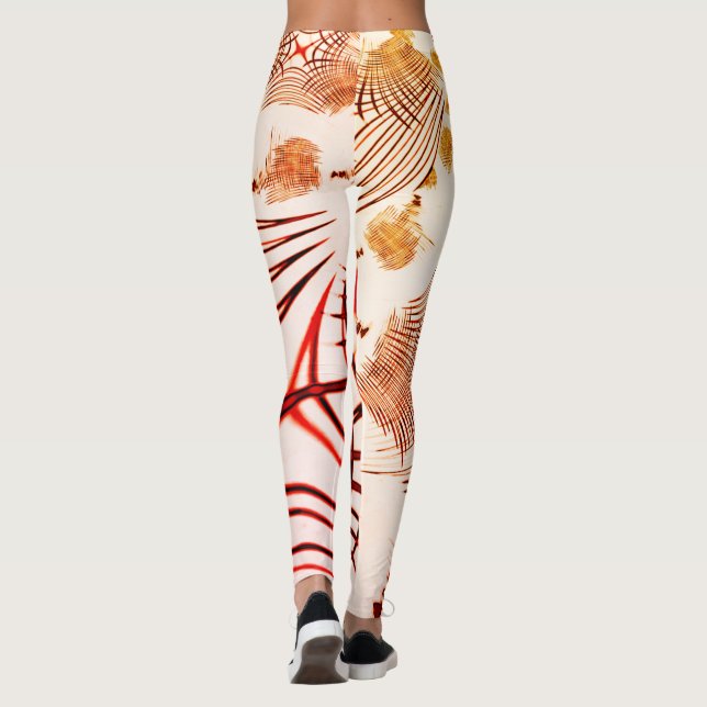 Legging Curvas avermelhadas cruzadas castanhas, com efeito (Verso)