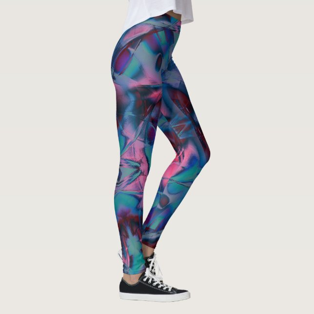 Legging Curvas confusas polidas de matizes cianos brilhant (Direita)