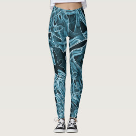 Legging Curvas de fita, néon azul com alivio e sobreposiçã