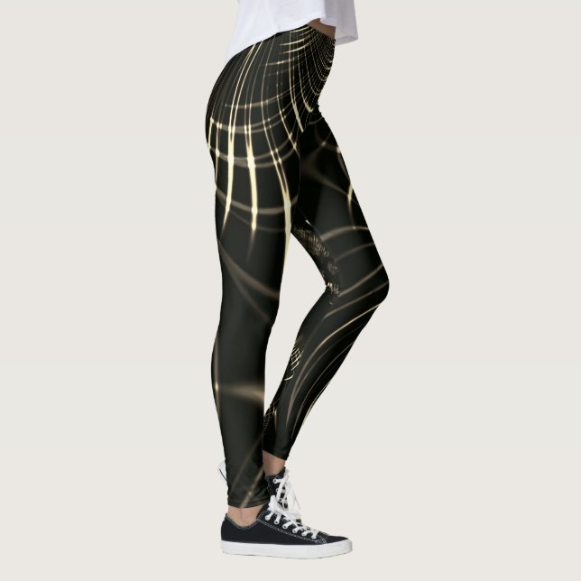 Legging Curvas pontiagudas a cores caquis e fundo escuro (Direita)