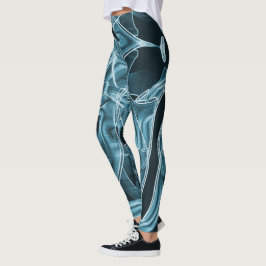 Legging Curvas sobrepostas como fita, alivio neon azul