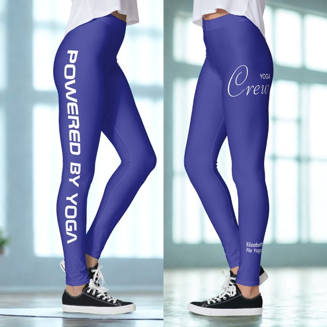 Legging Custom Print Yoga Crew Deep Blue (Deep Blue yoga leggings in two poses.)