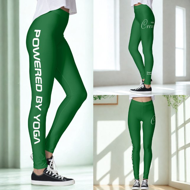 Legging Custom Print Yoga Crew Forrest Green (Forest Green Yoga leggings. 3 views.)
