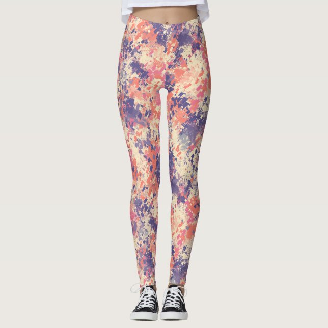 Legging Cute Abstract Purple And Pink Camouflage Pattern. (Frente)
