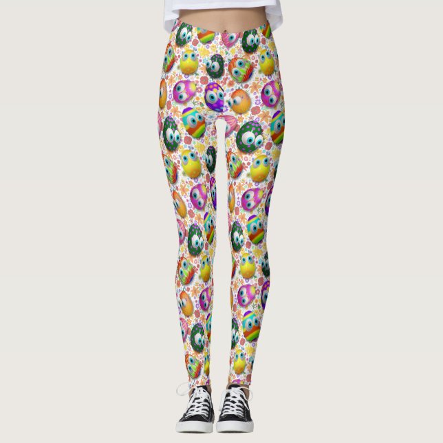 Legging Cute and Funny Easter Eggs Cartoon (Frente)