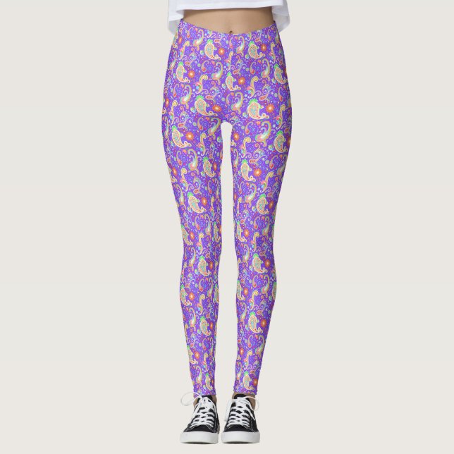 Legging Cute colorful paisley pattern paper plate (Frente)