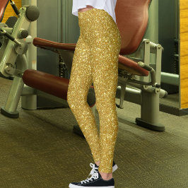 Legging Cute Glam Gold Glitter Sparkles Shiny Yoga Sport