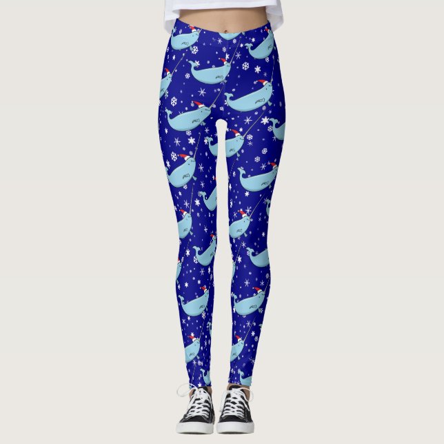 Legging Cute Narwhal em Santa Hat (Frente)