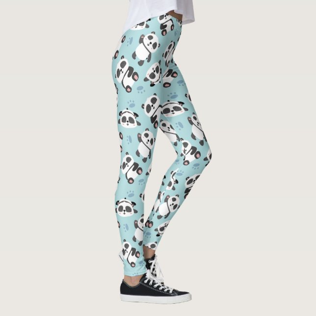 Legging Cute panda bear paw cyan background (Direita)