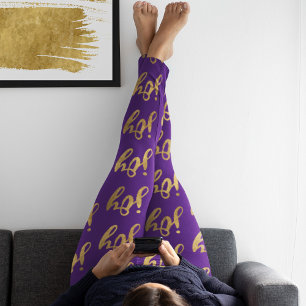 Legging Cute Purple Gold Joy Typography Christmas