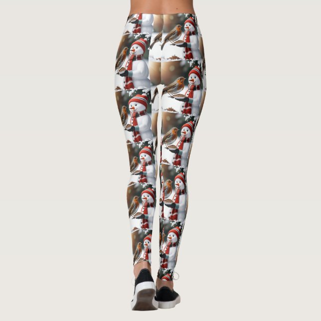Legging Cute Snowman alimenta uma design Robin de Natal (Verso)