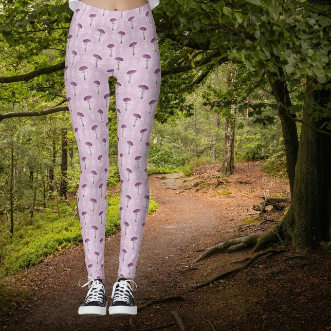 Legging Cute Vintage Cogumelo Roxo Padrão Sonho  (Criador carregado)
