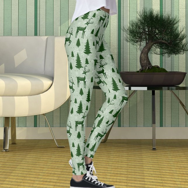 Legging Cute Winter Christmas Reindeer Snowflakes Pattern (Criador carregado)