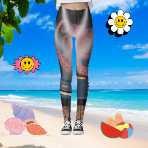 Legging Cutopus Castanho Engraçado Tentáculos Humor Nautic