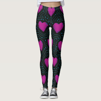 Legging Cyber Love Circuit – Tech Heart Pattern Design