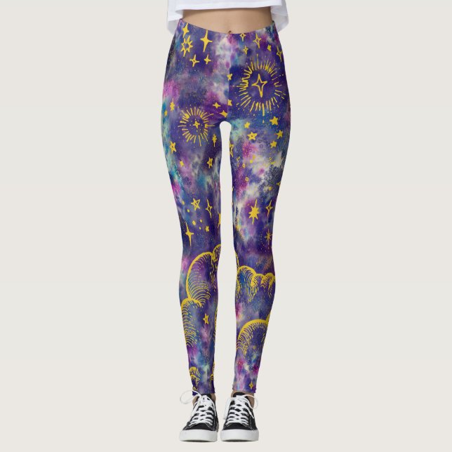 Legging Da "calças justas das caneleiras lua e das (Frente)