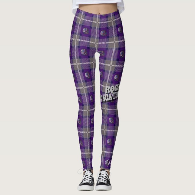 Legging Da "caneleiras más bonito da xadrez sirene" - roxo (Frente)