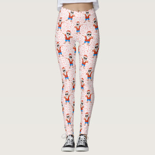 Legging Dabbing Beach Santa Claus em uma camisa Aloha com