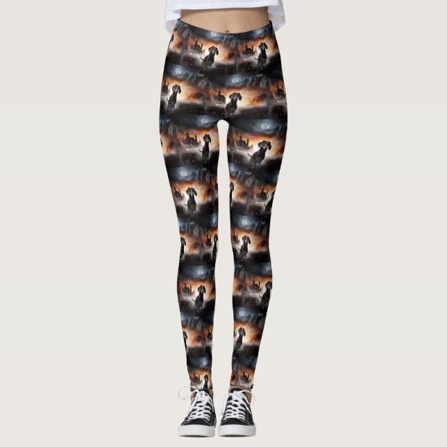 Legging Dachshund Halloween Assustador (Frente)