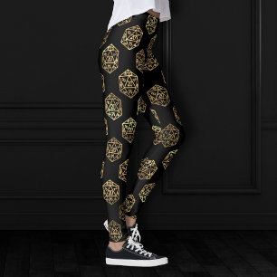 Legging Dados de RPG   Gamer de Mesa Retro Fantasia Dourad