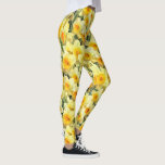 Legging Daffodil amarelo floral<br><div class="desc">Estas caneleiras florais chiques caracterizam um teste padrão amarelo do daffodil. Vestir-los no estilo! Projetado pelo ©Tim mundialmente famoso Coffey do artista.</div>