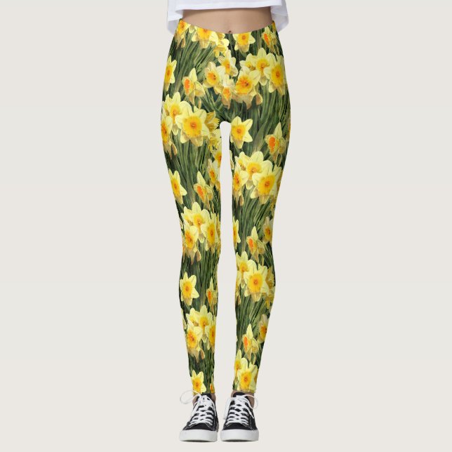 Legging Daffodils amarelos do primavera (Frente)