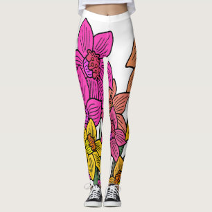 Legging Daffodils Coloridos Flores Design